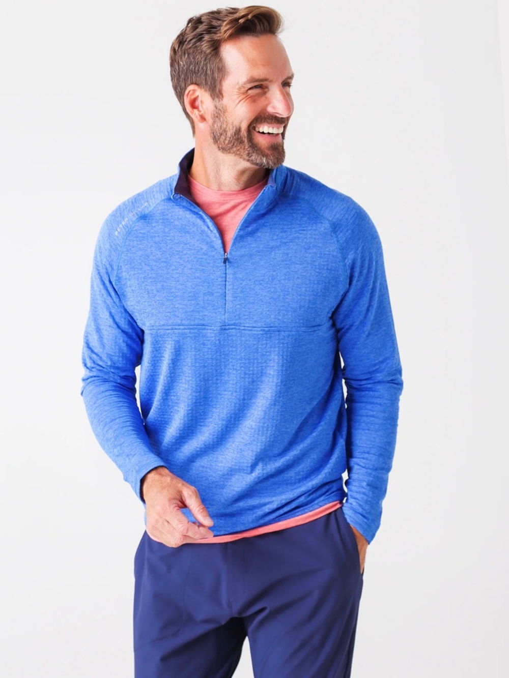 Peter Millar Active Men's Apollo Performance Quarter-Zip Pullover XL blue